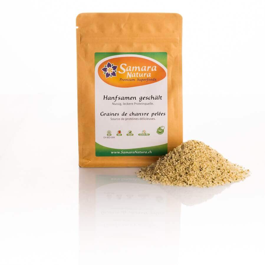 Hemp seeds peeled organic with bag