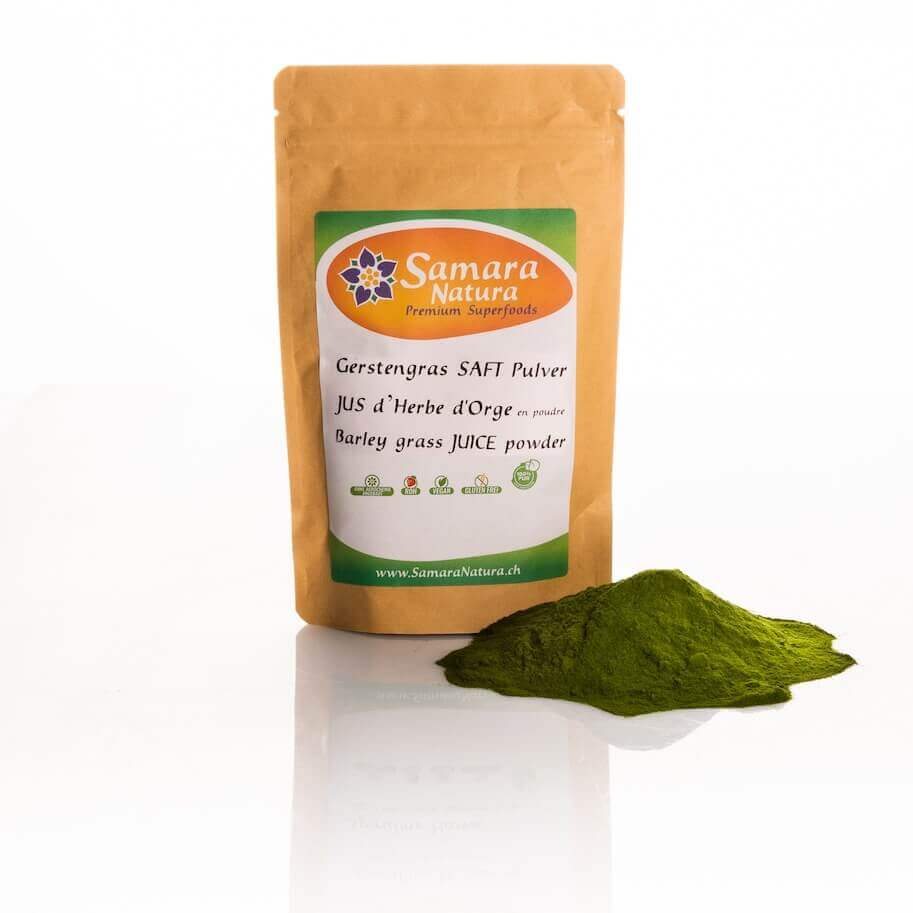 Gerstengrassaft-Pulver-Bio-mit-Beutel Barley Grass Juice Powder Organic with bag