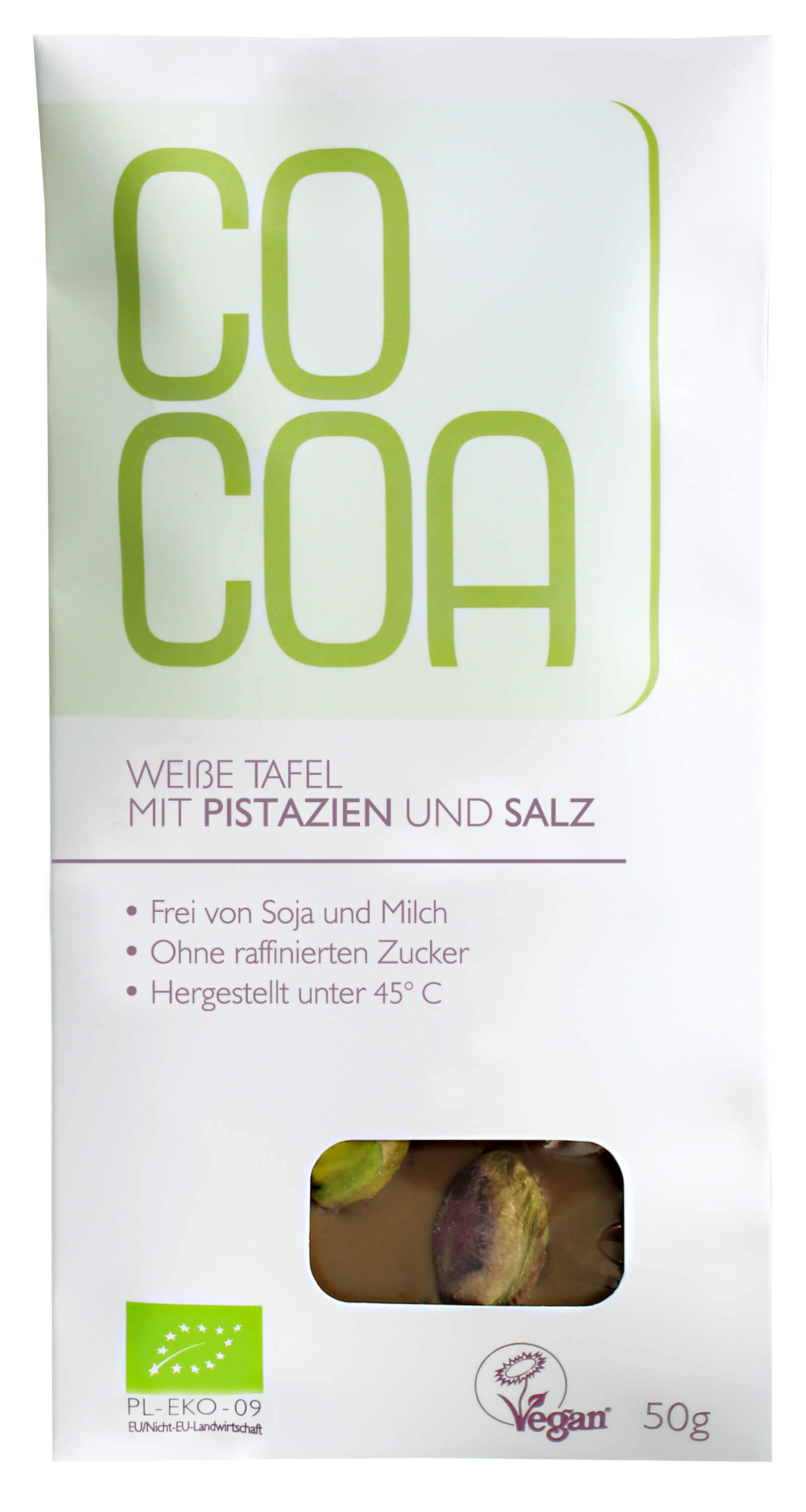 COCOA-Schokolade-mit-Pistazien-und-Salz COCOA white chocolate with pistachios and salt