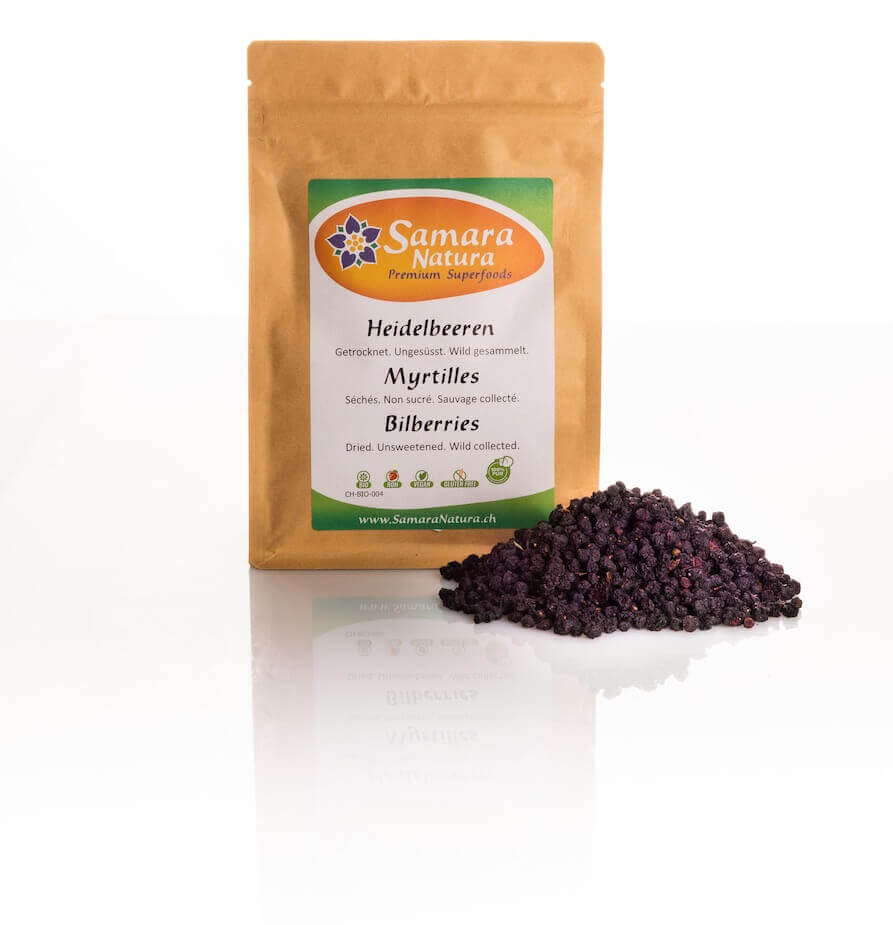 Heidelbeeren-Bio-Wildsammlung-mit-Beutel Blueberries (Bilberries) Organic wild collection with bag