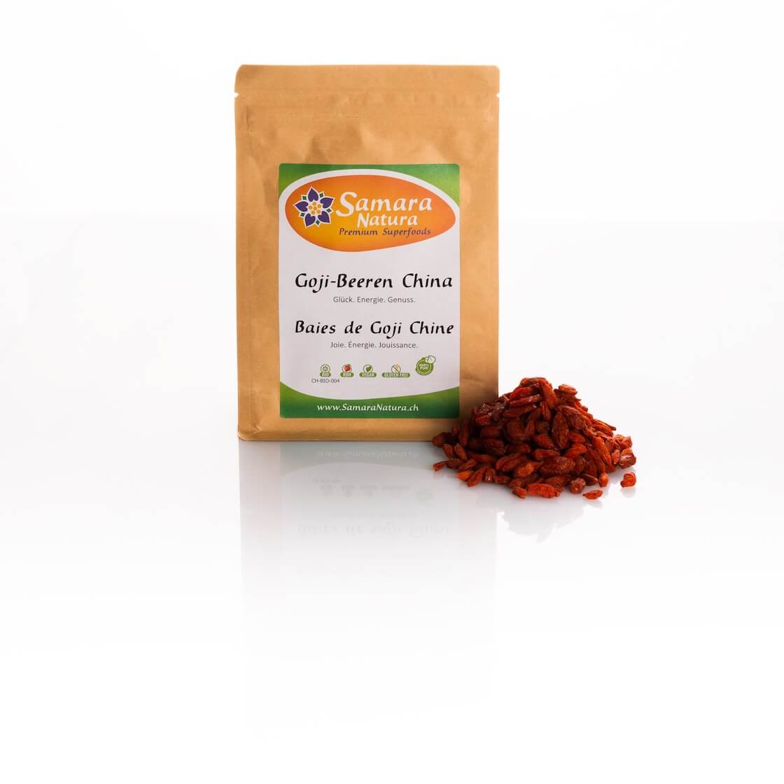 Goji-Beeren aus China Bio mit Beutel