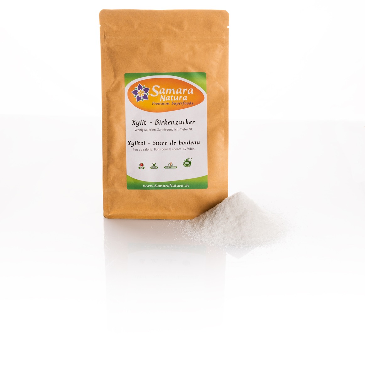 Xylit-Birkenzucker-mit-Beutel Xylitol sucre de bouleau